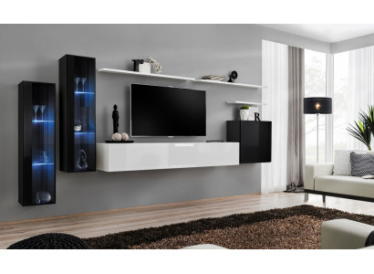 Design White wall cabinet Wall shelf TV lowboard Luxury Living room Display case new