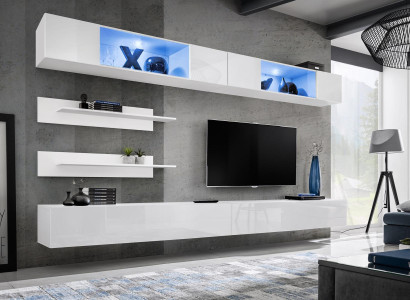 Complete e Wall unit Modern Wood Furniture Design Living room Furnishings Shelves