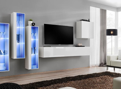 White Complete Design Wall unit Sideboard 4x Wardrobe TV cabinet Lowboard TV stand