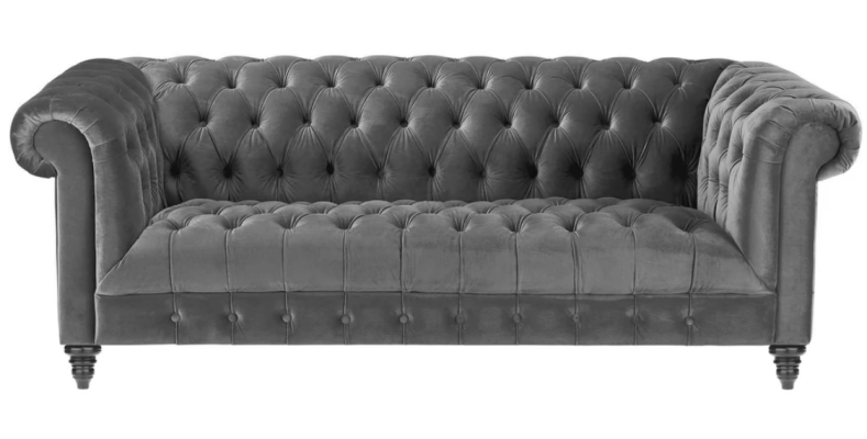 Gray Three Seater Fabric Chesterfield Design Couches Upholstery Sofas new Creative