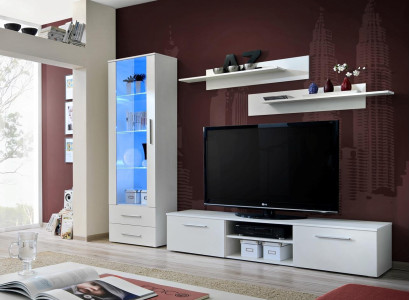 White Wall unit TV lowboard Display case TV lowboard Sideboard Modern Furnishings Shelves