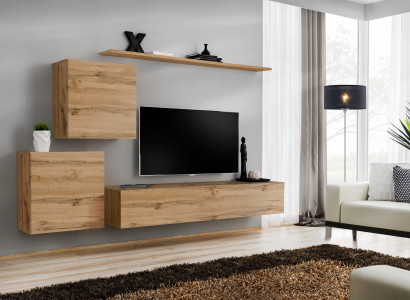 Wall unit TV lowboard living room set 4 pieces living furniture modern living room wood