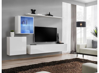Complete Set Wall unit TV lowboard high gloss luxury sideboard white new designer