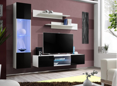 Wall unit set 4 pieces designer furnishings wall shelves living room hanging display case