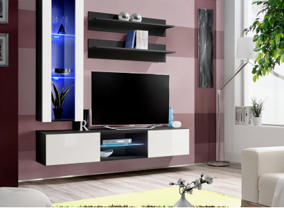Complete e Wall unit Hanging Display case Living room furniture Designer Suite Wall Shelves