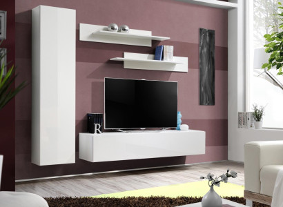 Wall unit White TV Stand Designer Furnishings Living room furniture Wall Shelves