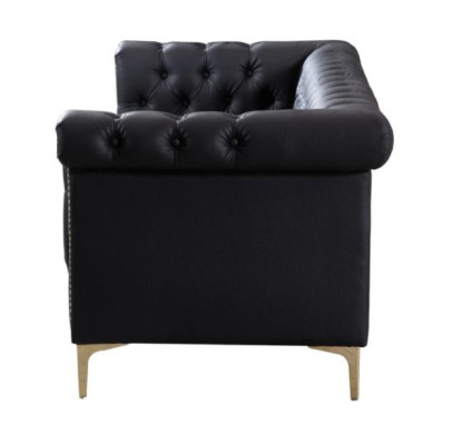 Black Three Seater Chesterfield Modern Design Couches Leather Sofa Designer Furniture