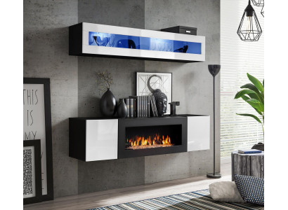 Wall unit set 2-piece sideboard with fireplace wardrobe living room high gloss furniture new