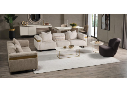 Modern beige sofa set 4+3 seater + armchair living room luxury set 3 pieces