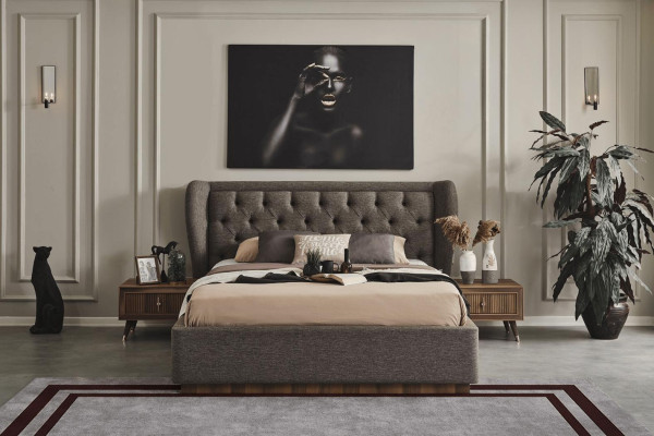 Modern Bedroom Set Designer Bed 2x Bedside tables Chest of drawers Mirror