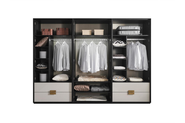 Black-White Bedroom Wardrobe Modern 6-Door Wardrobe