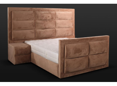 Classic s Bed Wood brown bedroom furniture design elegant Fabric new -