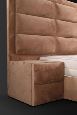 Classic s Bed Wood brown bedroom furniture design elegant Fabric new -