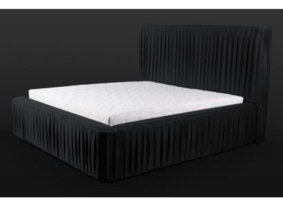 Black double bedroom wooden furniture design elegant fabric classic furniture new