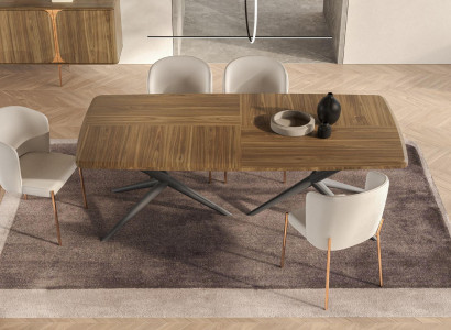 White -Brown Dining room Suite Modern Dining table + 4x Chairs 5-piece set