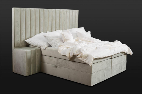Modern Taupes Double bed 2x Bedside tables Bedroom box spring bed