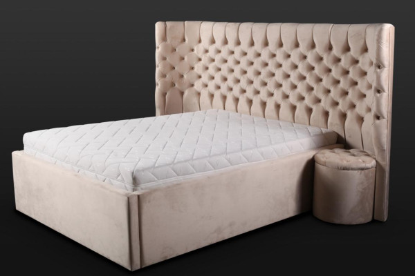 Beige Chesterfield Double bed Modern Bedroom Furniture Luxury Beds