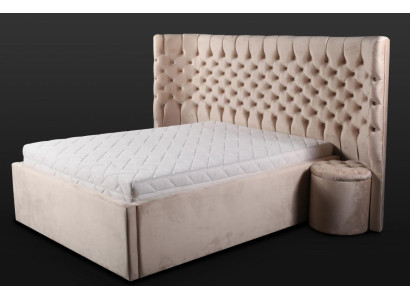 Beige Chesterfield Double bed Modern Bedroom Furniture Luxury Beds
