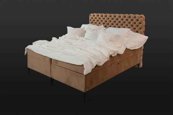 Brown Chesterfield Double bed luxury box spring bed Bedroom Beds