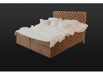Brown Chesterfield Double bed luxury box spring bed Bedroom Beds