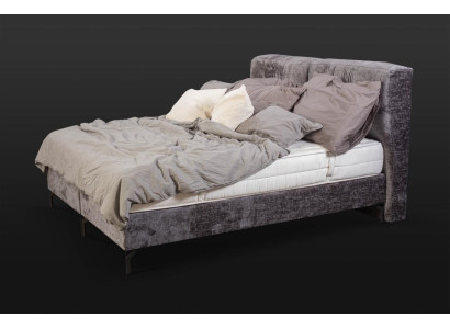 Gray double bed modern bedroom furniture designer textile beds new