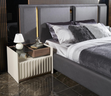 Modern Set Bedroom Bed 2x Bedside tables 3pcs Luxury Complete Set Design