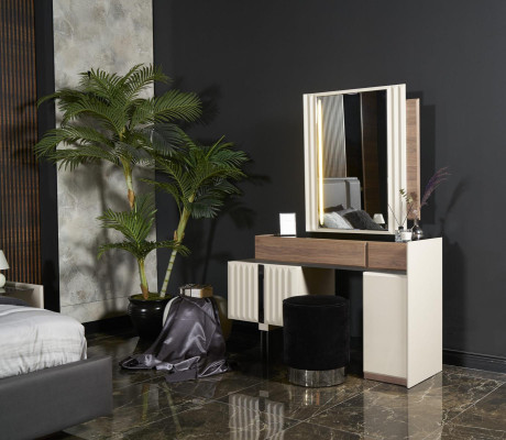 Modern Design White Dressing table with Mirror Luxury Bedroom Furniture 2pcs new