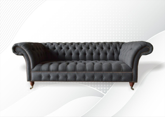Chesterfield 3 Seat Textile Dark Gray Modern Design Couches Sofa Furniture Designer