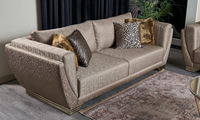 Luxury Three Seater Couch Sofa 3 Seater Brown Fabric Fabric Sofa Upholstered Sofa