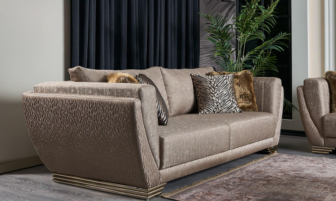 Luxury Three Seater Couch Sofa 3 Seater Brown Fabric Fabric Sofa Upholstered Sofa