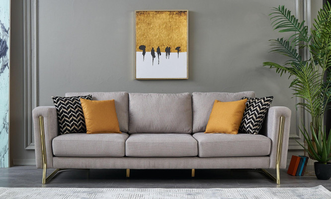 Three Seater Couch Sofa 3 Seater Gray Fabric Fabric Sofa Upholstered Sofa Modern