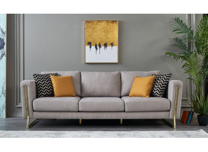Three Seater Couch Sofa 3 Seater Gray Fabric Fabric Sofa Upholstered Sofa Modern