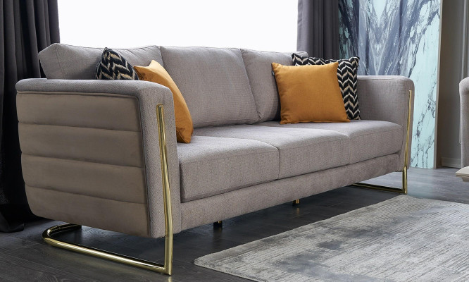 Three Seater Couch Sofa 3 Seater Gray Fabric Fabric Sofa Upholstered Sofa Modern