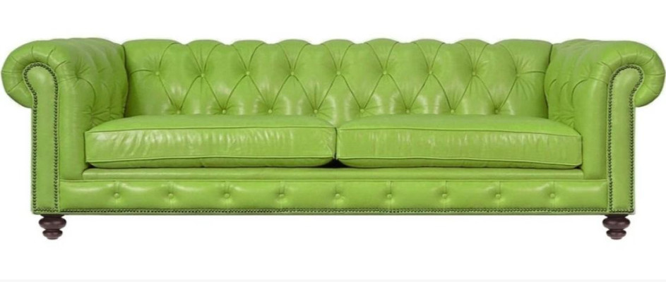 Living room Chesterfield Sofa Green Big Premium Leather Designer Furniture 4 Seater new