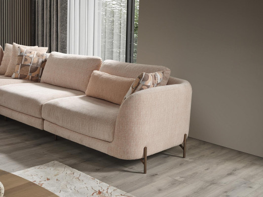 Living room Set Corner sofa U-shape Furniture 2x Side table Wood Modern Coffee table