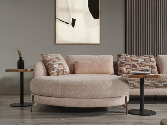 Living room Set Corner sofa U-shape Furniture 2x Side table Wood Modern Coffee table
