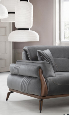 Designer upholstered sofas living room set 2x three-seater sofas luxury armchair