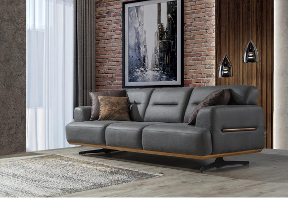 Luxury Gray Sofa Couch Three Seater Upholstery Furniture Living room Furnishings Designer