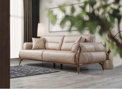 Beige Sofa Three Seater Luxury Designer Living room Upholstered Sofas Luxury Furniture