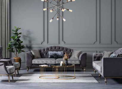 Chesterfield seating set three-seater armchair designer living room furniture