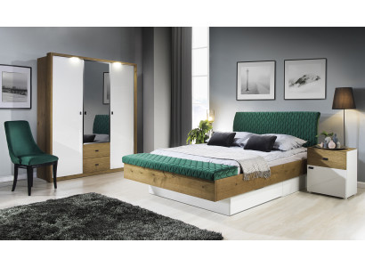 Set Designer Upholstered bed Bed Beds Fabric Marriage bed Designer bed Bedside table 2 pieces.