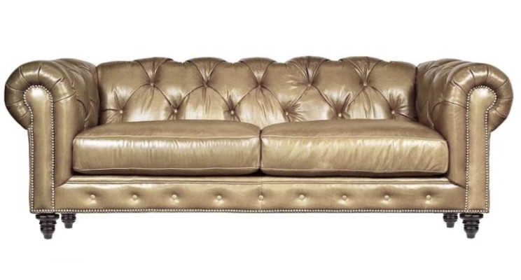 Light brown three-seater Leather Chesterfield Living room Design Sofa Chesterfield new
