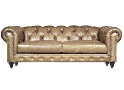 Light brown three-seater Leather Chesterfield Living room Design Sofa Chesterfield new