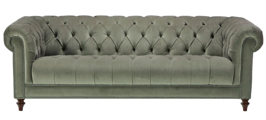 Sage Green Three Seater Fabric Living room Design Upholstery Sofa Sofas Chesterfield
