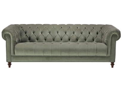 Sage Green Three Seater Fabric Living room Design Upholstery Sofa Sofas Chesterfield