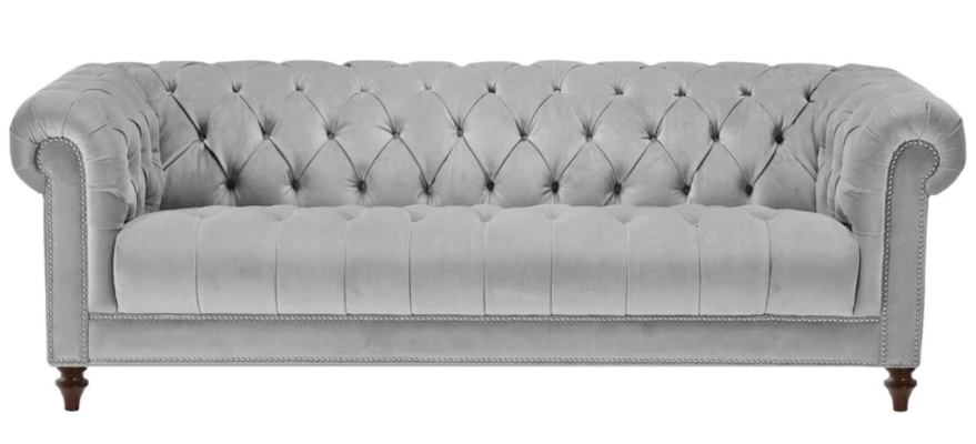 Light Gray Three Seater Chesterfield new Fabric Living room Couches Upholstery Sofa Sofas
