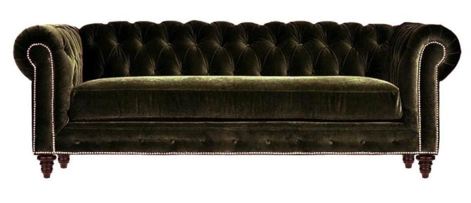 Original Chesterfield Three Seater Modern Design Sofa Green Velvet Furniture Fabric Couch
