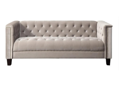 Light Gray Three Seater Textile Chesterfield Living room Modern Design Couches Sofa