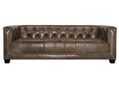 Brown Three Seater Leather Chesterfield Living room Modern Design Couches Sofa new
