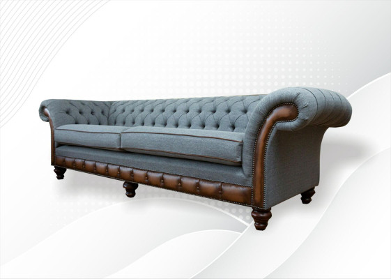 Big xxl Sofa 4 Seater Couch Chesterfield Upholstery Suite Leather Textile Gray